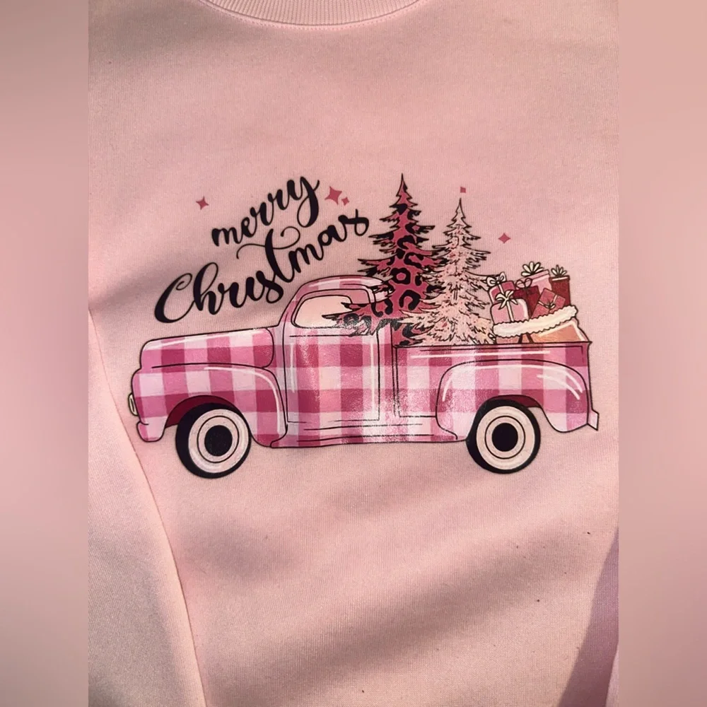 Pink Merry Christmas Sweatshirt - Picture 2 of 2
